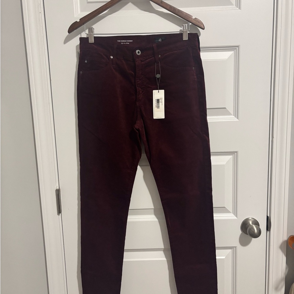 Ag Adriano Goldschmied The Farrah Skinny Corduroy Pants in Burgundy